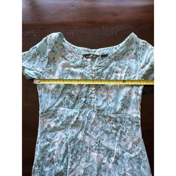 Eddie Bauer XS Petite Blue Floral Midi Dress Cottagecore Prairie Boho - Picture 7 of 12